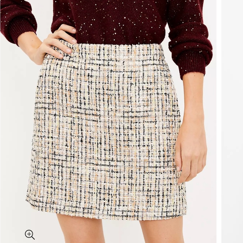 LOFT Tweed Skirt in Black and Cream with sequin embellishments
